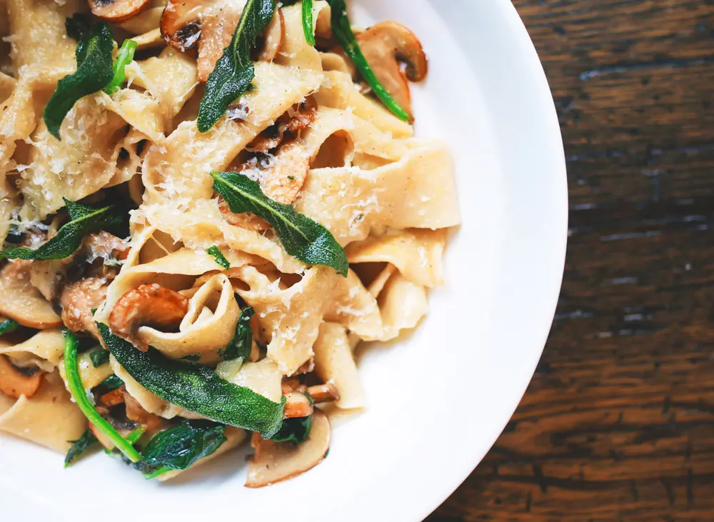 Pasta with Spinach Leaves in it